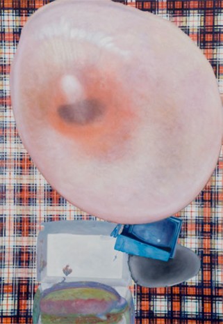 Aggtelek, The untitled bubble, TV, rock, sandwich and tablecloth as still-life, 2012, Exile