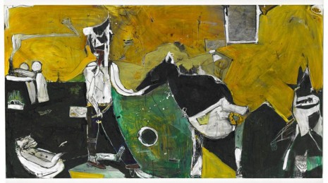 Marcel Eichner, Gelb Grün Lang mit Kuh und Mensch, 2011, Contemporary Fine Arts - CFA