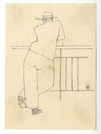Alex Katz, Man with Hat Leaning on Balcony, c. 1940s , Timothy Taylor