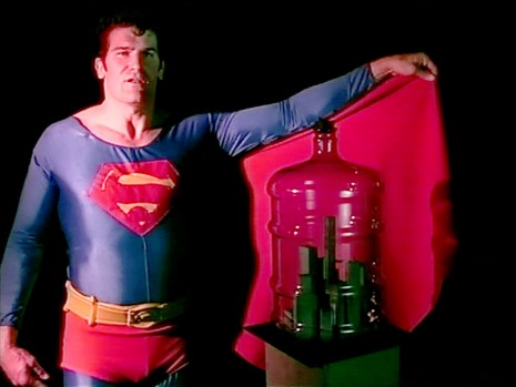 Mike Kelley, Superman Recites Selections from “The Bell Jar” and Other Works by Sylvia Plath (video still), 1999, Hauser & Wirth