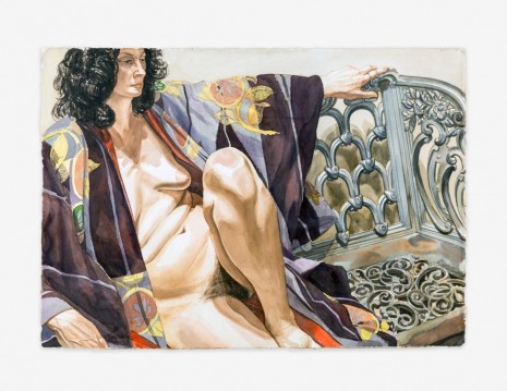 Philip Pearlstein, Model in Plum-Colored Kimono Seated on an Iron Bench, 1978, Venus Over Manhattan
