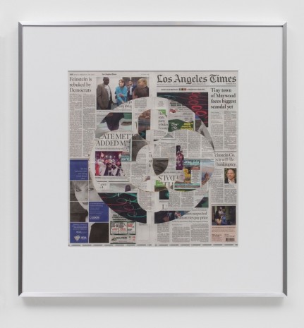 Walead Beshty, Blind Collage (Three 180° Rotations, Los Angeles Times, Monday, February 26, 2018), 2018 , Regen Projects