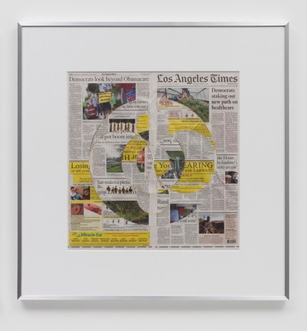 Walead Beshty, Blind Collage (Three 180° Rotations, Los Angeles Times, Wednesday, February 28, 2018), 2018 , Regen Projects
