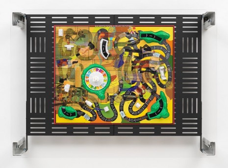 Simon Denny, Crypto Futures Game of Life Board Overprint Collage: 1960, 2018, Galerie Buchholz