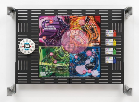 Simon Denny, Crypto Futures Game of Life Board Overprint Collage: Twists and Turns, 2018, Galerie Buchholz