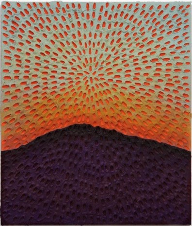 Jennifer Guidi, Worlds In Motion (Painted Light Blue Sand SF #1C, Blue-Orange Sky, Purple-Brown Mountain), 2017 , Gagosian
