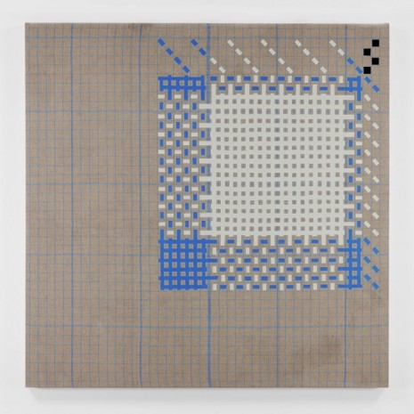Heather Cook, Plain Weave Draft on Plain Weave Graph on Natural(00) and Copenhagen(731), 2018, Praz-Delavallade