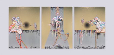 Takashi Murakami, Homage to Francis Bacon (Second Version of Triptych (on light ground)), 2016, Perrotin