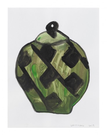 Francis Upritchard, Green Lidded Urn with Black Motive, 2018, Anton Kern Gallery