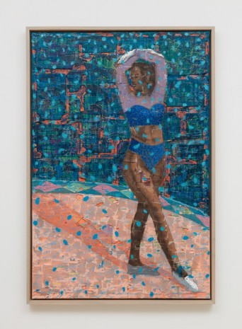 Derek Fordjour, Figure in Blue (after Kuhn), 2018 , Almine Rech