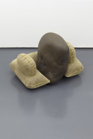 Martin Westwood, Fired clay press casts of travel pillow and stone, 2012, The Approach