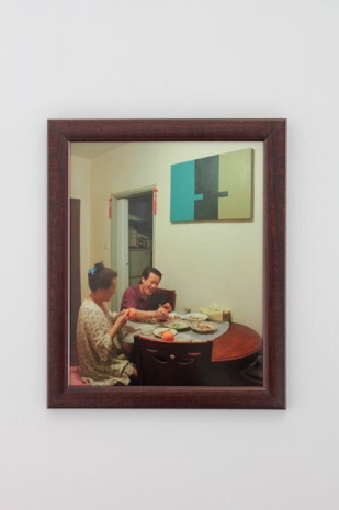 Trevor Yeung, The artist's family dining below his painting, 2014, Gladstone Gallery