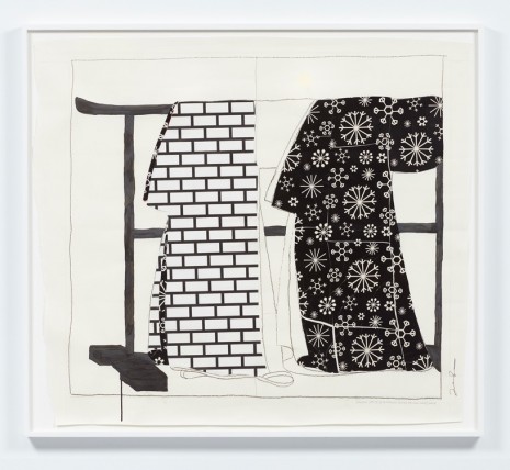 Frances Stark, Bricks and Flakes, rough sketch for a kimono series, 2014, Anton Kern Gallery