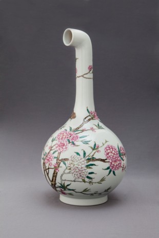 XU ZHEN®, MadeIn Curved Vase - Famille-Rose Vase with a Straight Neck and Peach Blossom Design, Yongzheng Period, Qing Dynasty, 2013, ShanghART