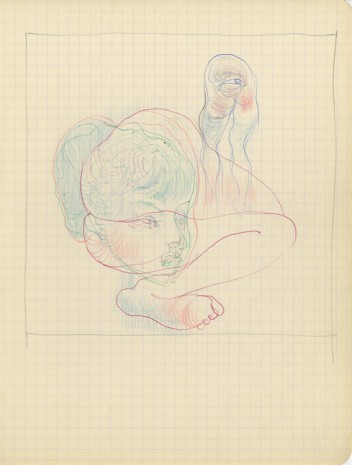 Hans Bellmer, Etude préparatoire au Portrait d'Unica avec l'oeil-sexe, c. 1961, David Zwirner