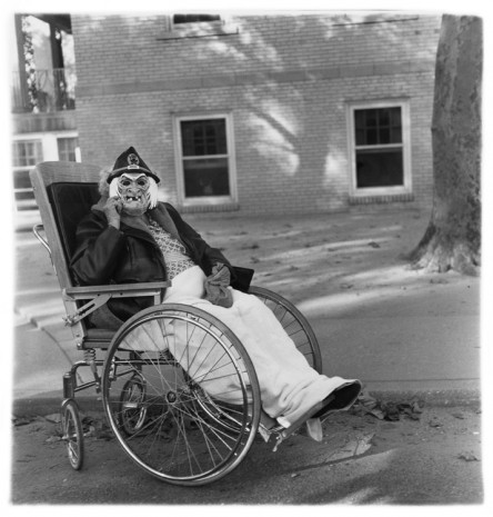 Diane Arbus, Masked woman in a wheelchair, Pa. 1970, , David Zwirner