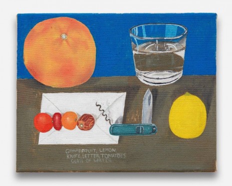 Michael Hilsman, Grapefruit, Lemon, Knife, Letter, Tomatoes, Glass of Water, 2018 , Almine Rech