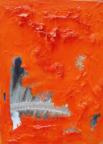Gunter Damisch, Oranges Weltöffnungsflämmlerfeld, 2000 , Galerie Elisabeth & Klaus Thoman