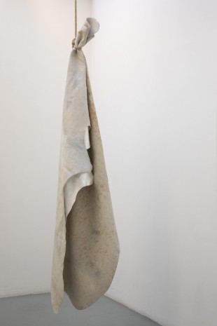 Edith Dekyndt, Silver leafs on cow skin, 2019 , VNH Gallery