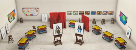 David Hockney, Seven Trollies, Six and a Half Stools, Six Portraits, Eleven Paintings, and Two Curtains, 2018 , Galerie Lelong & Co.