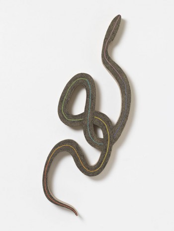 Jennifer Guidi, Eternal Chakra Snake (Painted Snake SF #1S, Black and Rainbow, Natural Ground), 2019, MASSIMODECARLO