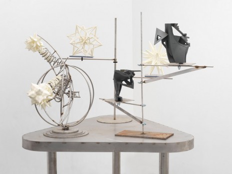 Frank Stella, Triangle Sculpture Table (Spherical Trophy, Wire Star, Truss Star, Fragment 01, Fragment 02), 2019 , Marianne Boesky Gallery