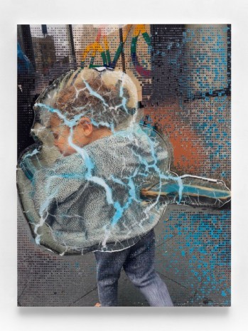 Seth Price, Social Space: Rainbow Signal, Cracked Police Barrier, Boy with Virus Pattern, 2019, Galerie Chantal Crousel