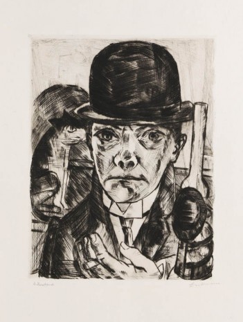 Max Beckmann, Selbstbildnis mit steifem Hut, 1921, Contemporary Fine Arts - CFA