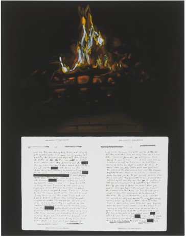 Frances Stark, Reading Mohamedou Ould Slahi’s Guantamo Diary on the laptop by the fire not long before he was finally released after 17 years, 2019 , Galerie Buchholz