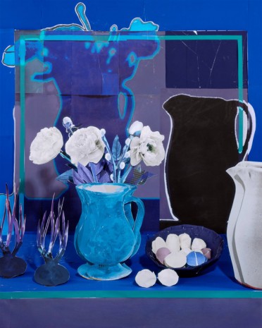 Daniel Gordon, Blue Still Life with White Peonies, Eggs and Onions, 2019, Simon Lee Gallery