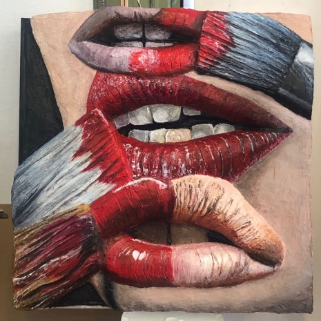 Gina Beavers, Lips with Painter’s Lips, 2019 , Marianne Boesky Gallery
