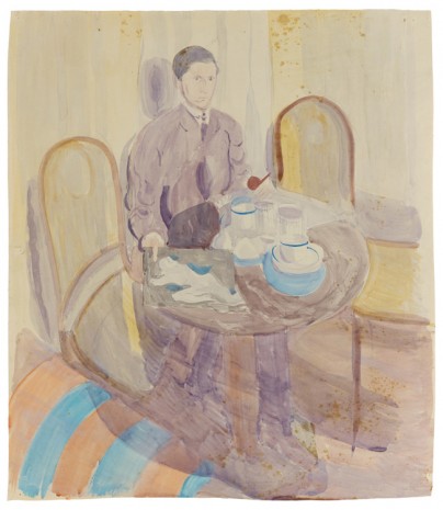 Otto Meyer-Amden, Man at table, holding a pipe and drawing, 1918-1925 , Galerie Buchholz
