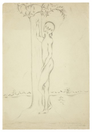 Otto Meyer-Amden, Standing nude boy, leaning against a tree, ca. 1913-1917 , Galerie Buchholz
