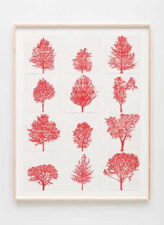 Charles Gaines, Numbers and Trees: Assorted Trees #1, Red Trees, 2019 , Hauser & Wirth