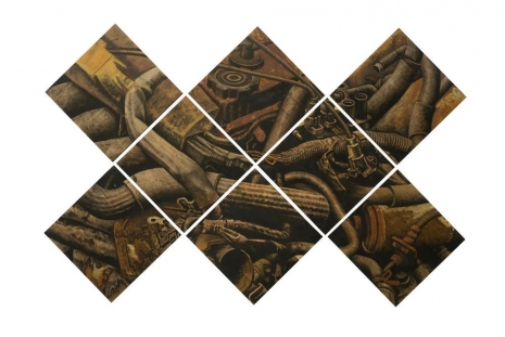 Claudio Parmiggiani, Diana Al-Hadid, Leonardo Meoni, Jonathan Okoronkwo..., Felt, Velvet, Soot, Gypsum, Engine Oil, Bortolami Gallery