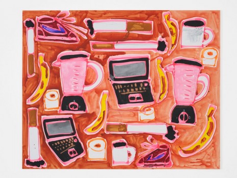 Katherine Bernhardt, Strawberry Banana Power Smoothie, Carl Freedman Gallery